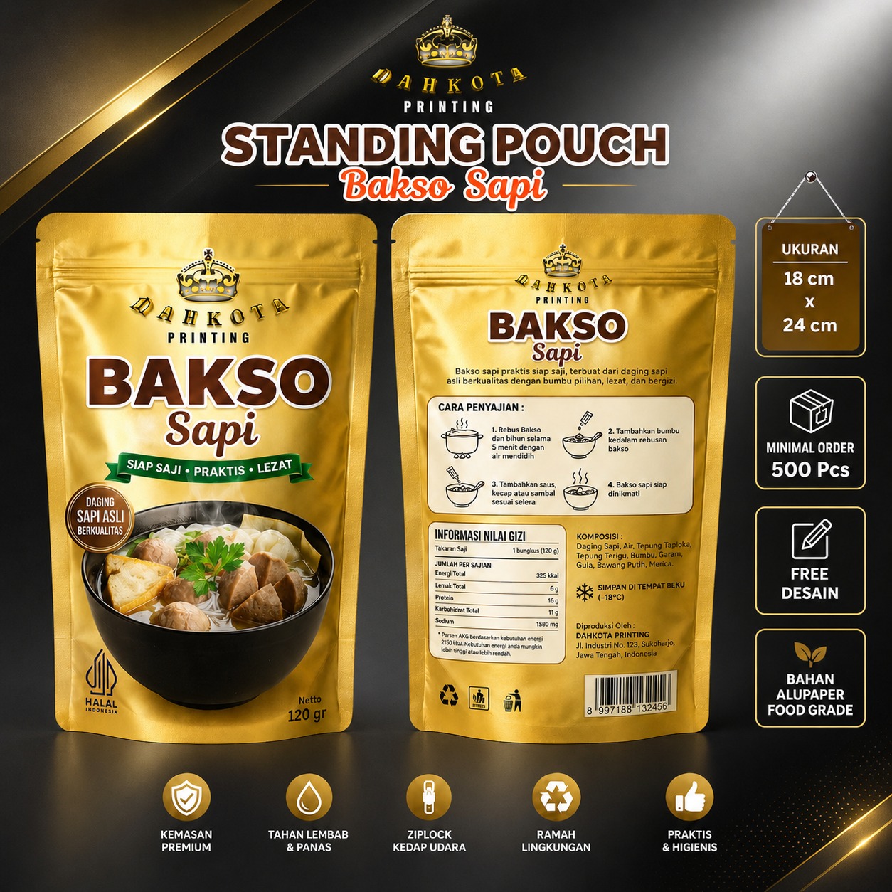 Standing Pouch 18 x 24 cm - Mahkota Kemasan