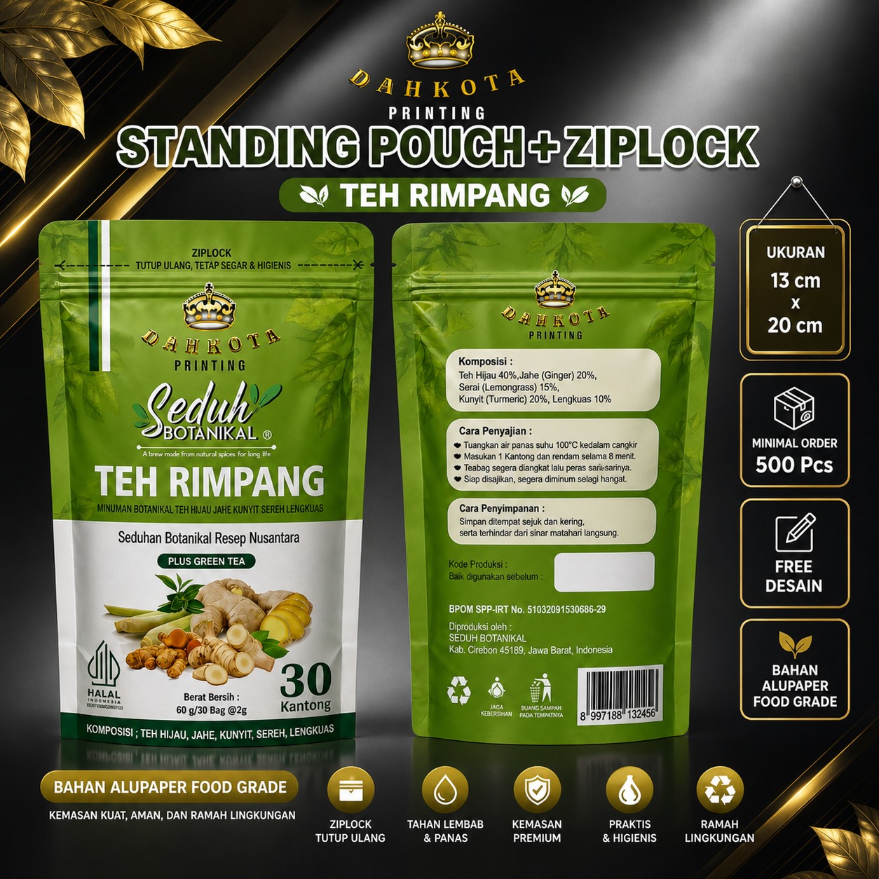 Standing Pouch 13 x 20 cm - Mahkota Kemasan