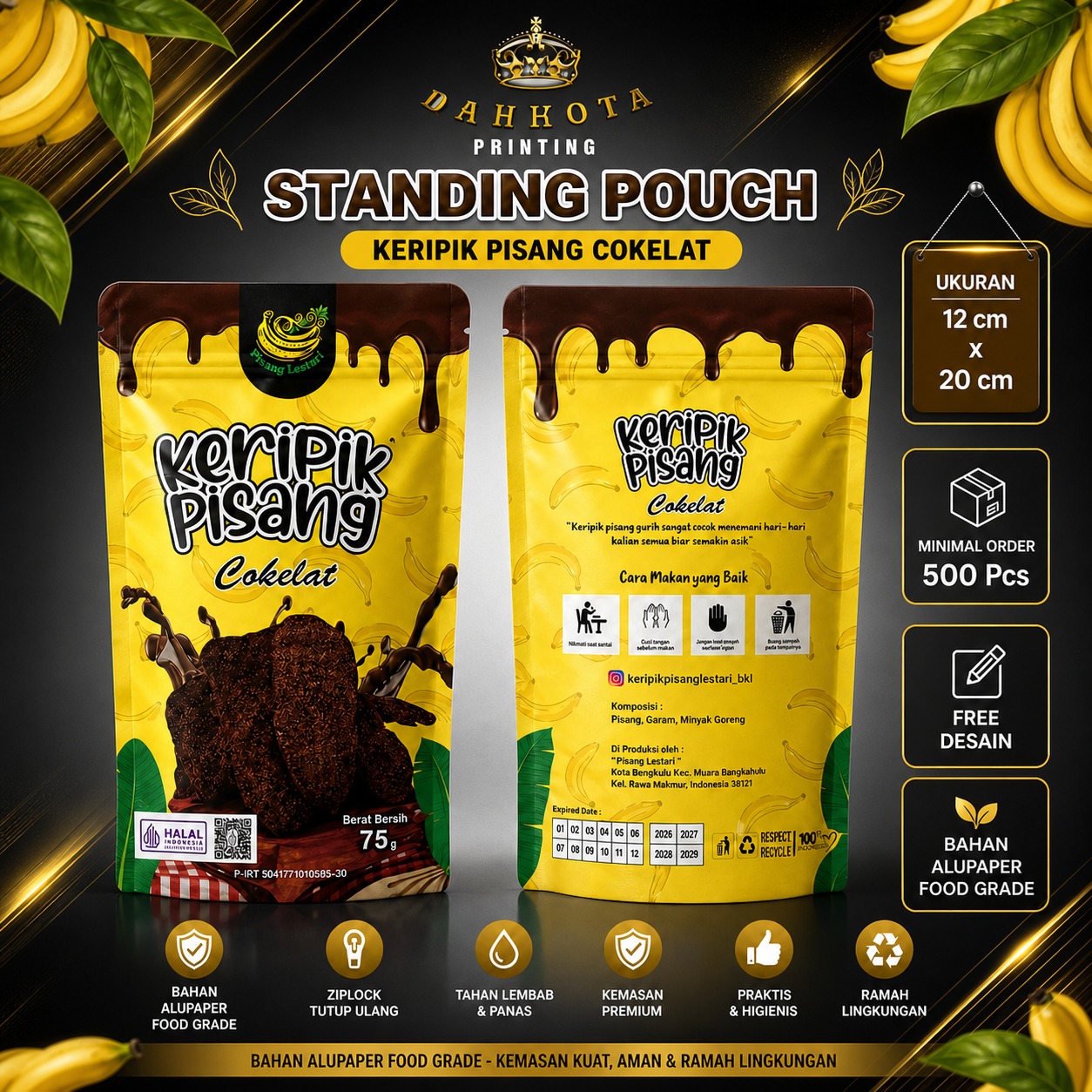 Standing Pouch 12 x 20 cm - Mahkota Kemasan