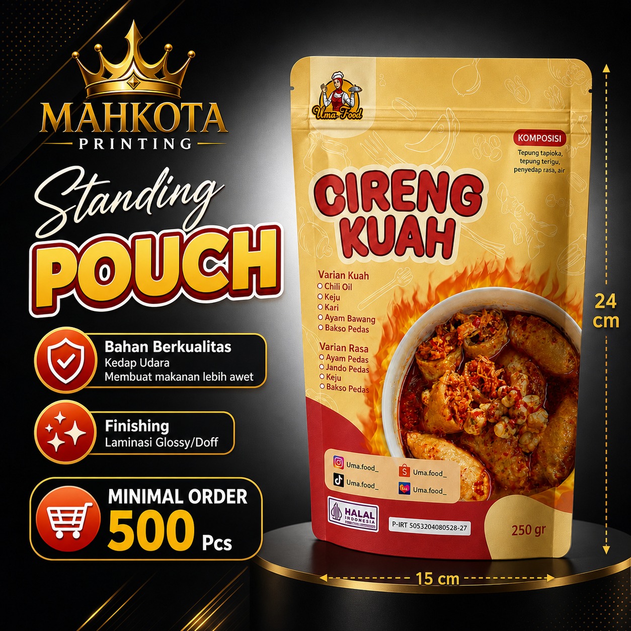 Standing Pouch 15 x 24 cm - Mahkota Kemasan