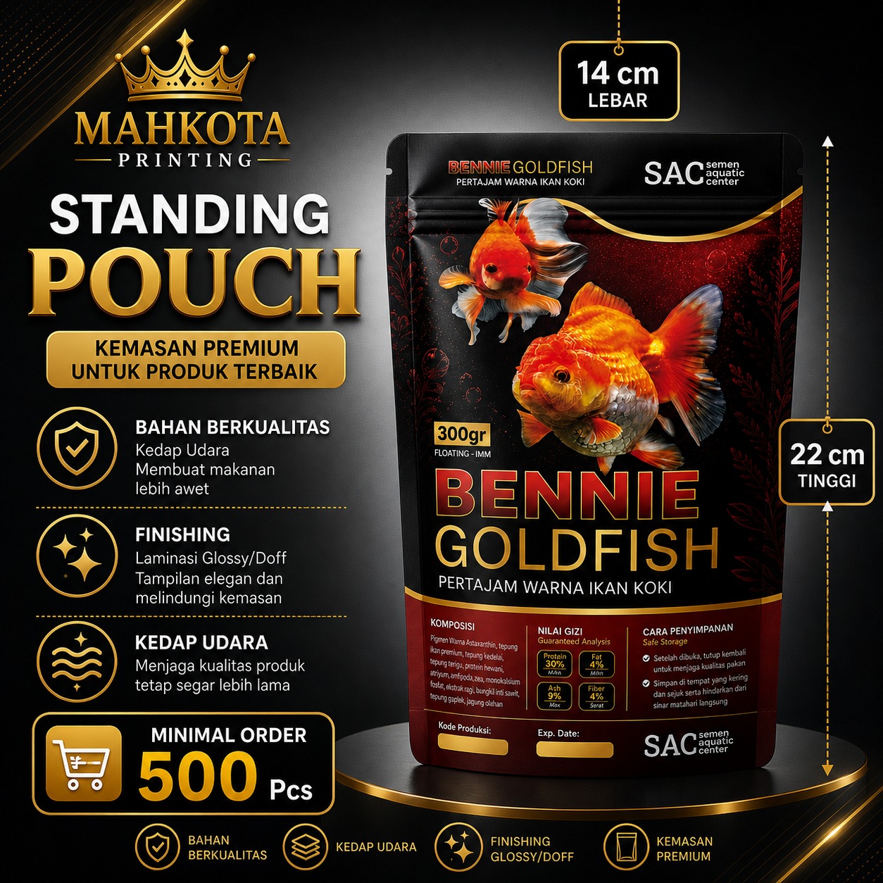 Standing Pouch 14 x 22 cm - Mahkota Kemasan